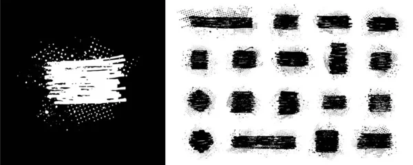 Illustration Vectorielle Contexte Texte Grunge Isolé Traces Bannières Ensemble Peinture — Image vectorielle