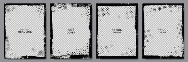 Vector Grunge Overlay Handgetekende Abstracte Frame Set Inkt Penseelstreken Puinhoop — Stockvector