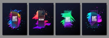 Metin için vektör çerçevesi. Modern sanat grafikleri. Dinamik çerçeve stili geometrik siyah arka plan. Tasarım kartvizitleri, davetiyeler, hediye kartları, el ilanları ve broşürler için unsur