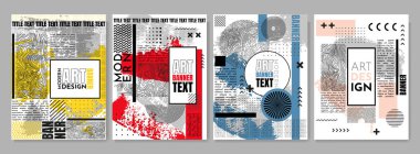 Vektör soyut illüstrasyon. Neoklasik desenli poster koleksiyonu. Mürekkep fırçası darbesi. Güzel, parlak duvar kağıtları. Kitap kapağı, broşür, dergi, broşür, broşür, broşür tasarımı