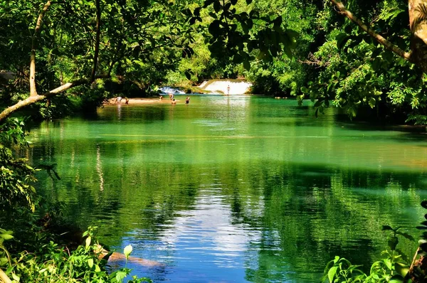 View of the majestic turquoise waterfalls at Agua Azul in Chiapas, Mexico