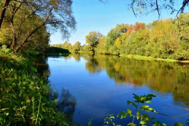 beautiful nature landscape with view on the river at autumn