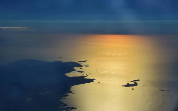 Letecký Pohled Krásný Východ Slunce Nad Mořem — Stock fotografie