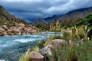 Beautiful view of the mountain Mendoza River in the province of Mendoza, Argentina