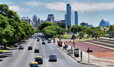 Buenos Aires, Argentina - January 24, 2017: Urban panoramic view of the modern downtown with skyscrapers in the city of Buenos Aires, Argentina