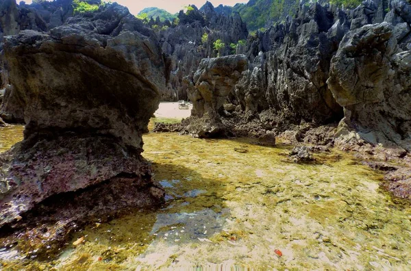 Beautiful view of Secret Lagoon Beach in El Nido, Palawan island, Philippines