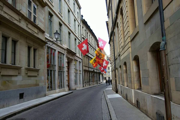 Genebra Suíça Fevereiro 2023 Cidade Antiga Histórica Suíça Genebra — Fotografia de Stock