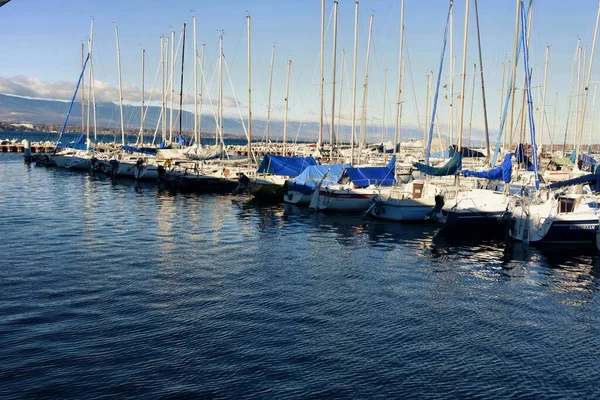 Geneva Switzerland February 2023 Boats Yachts Harbor Geneva Lake Leman — Stock Photo, Image
