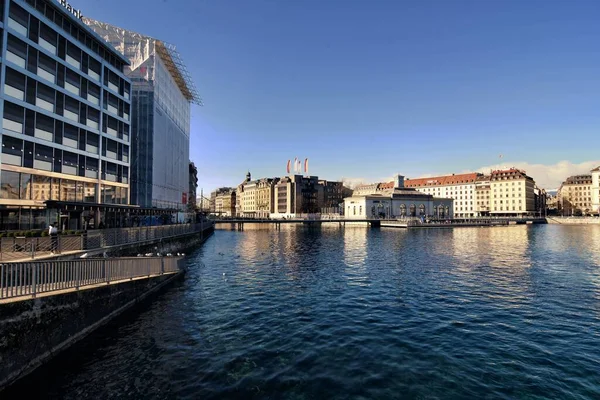 Женева Швейцария Февраля 2023 Вид Женеву Женевское Озеро Швейцария Европа — стоковое фото