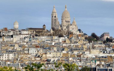 Montmartre Hill, Paris, Fransa 'daki Sacre Katedrali.
