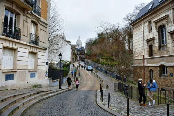 Paříž Francie Listopadu 2022 Krásný Výhled Kopcovitou Ulici Montmartre Paříži — Stock fotografie