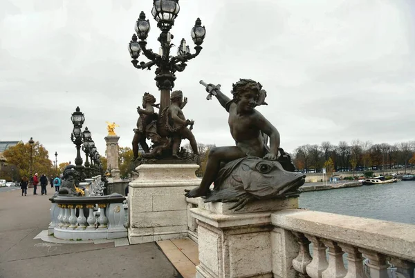 Párizs Franciaország 2022 November Gyönyörű Kilátás Pont Alexandre Iii Hídra — Stock Fotó