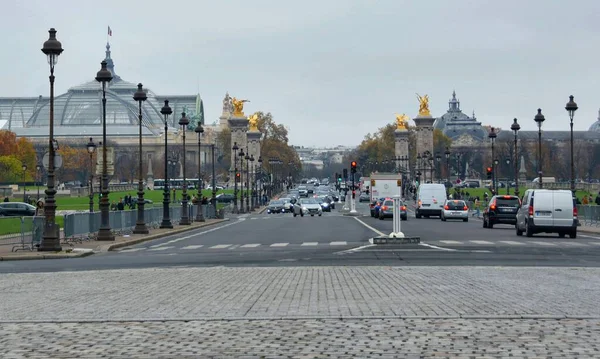 2022年11月27日 巴黎亚历山大港大桥的美丽景色 — 图库照片