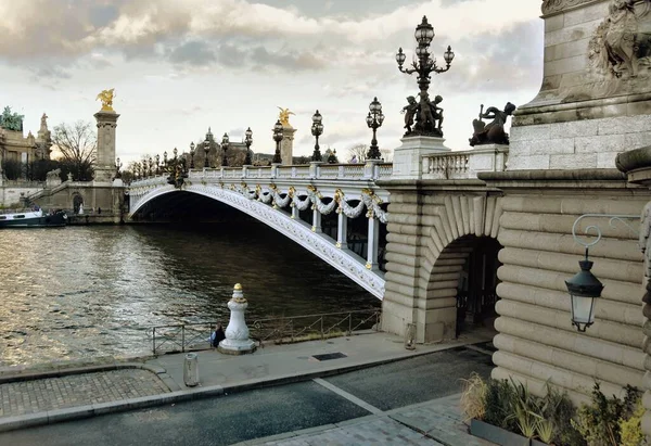 Paris França Novembro 2022 Bela Vista Ponte Pont Alexandre Iii — Fotografia de Stock