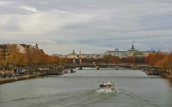 Paris France November Scenic View Paris City Traveling Cruise Ship — Stock Photo, Image