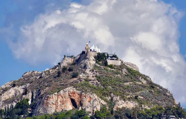 Widok Wzgórze Lycabettus Kościół Jerzego — Zdjęcie stockowe