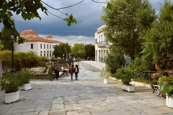 Афіни Греція Жовтня 2021 Року Люди Які Гуляють Рівнині Афінах — стокове фото