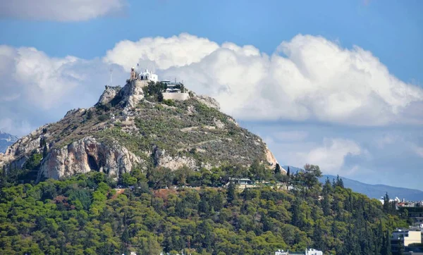 stock image View of the Lycabettus Hill and the Church of St. George.