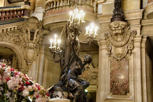 Paris Fransa Kasım 2022 Palais Garnier Operasında Bronz Heykeller — Stok fotoğraf