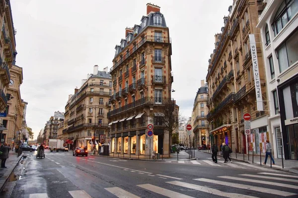 Paris France November 2022 Historic Parisian Buildings Architecture Picturesque Street — Stock Photo, Image
