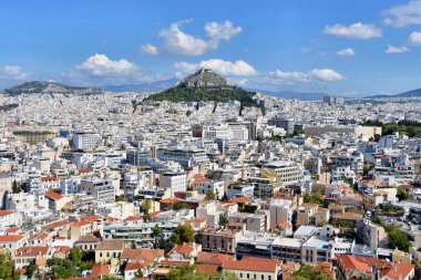 Atina kentinin havadan görünüşü, Lycabettus Tepesi, Attica, Yunanistan