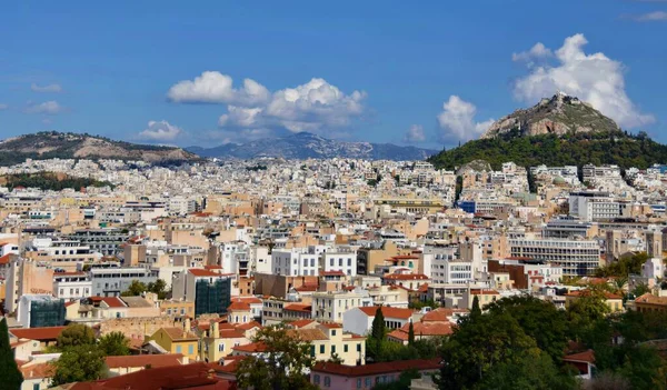 Luftaufnahme Der Stadt Athen Blick Den Lycabettus Hügel Attika Griechenland — Stockfoto