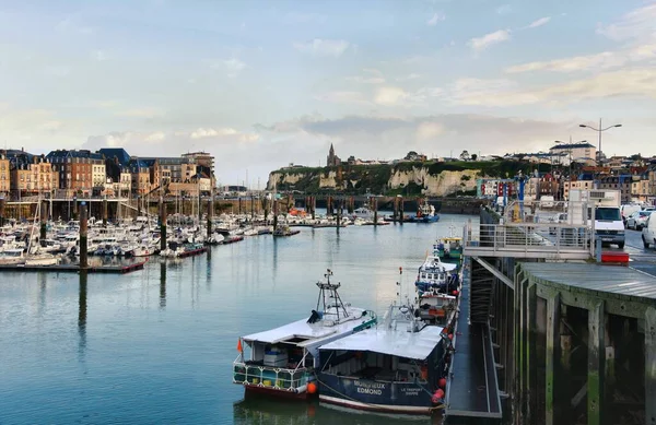 Dieppe Франція Січня 2023 Човни Гавані Дьєппе Риболовецький Порт Узбережжі — стокове фото