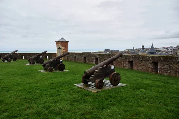 Courtyard Cannons Medieval Castle Dieppe Hill Normandy France — Stock Photo, Image