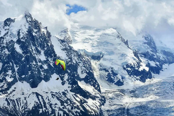 stock image Le Brevent, France - 19th June, 2023: Paragliding near Mont Blanc on a sunny day