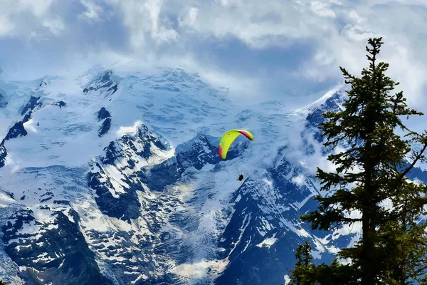 Krajobraz Alpejski Górami Mont Blanc Lecie Planu Praz — Zdjęcie stockowe
