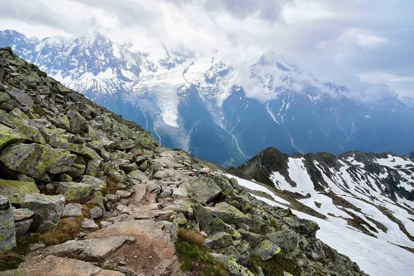 Brevent Ten Mont Blanc Kalabalığının Manzara Görüntüsü Stok Fotoğraf