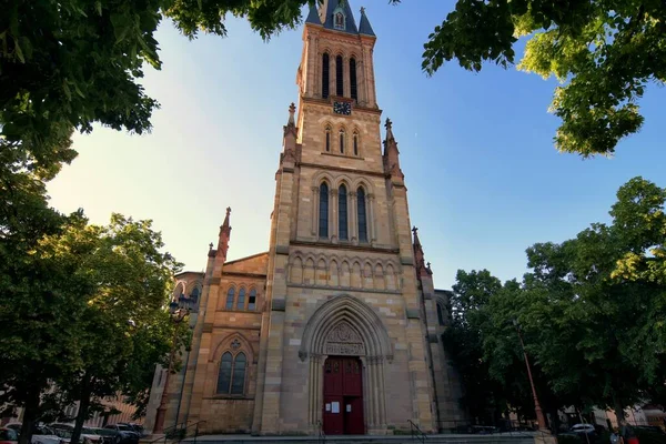 Mulhouse Francja Świątynia Neogotycki Styl Miasto Mulhouse Francja — Zdjęcie stockowe