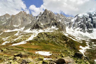 Plan de l 'Aiguille' un güzel doğa manzarası Mont Blanc dağları yığını