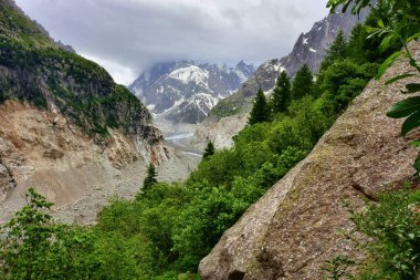 Tourists visiting the Ice Cave dug into The Mer de Glace, France