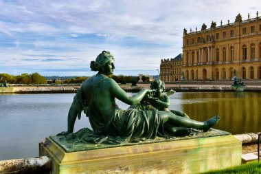 Versailles, France - October 2, 2022: Famous palace Versailles with beautiful garden and park