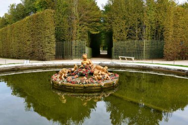 Versailles, France - October 2, 2022: Beautiful vuew of Fountain in the Garden of Versailles in France.