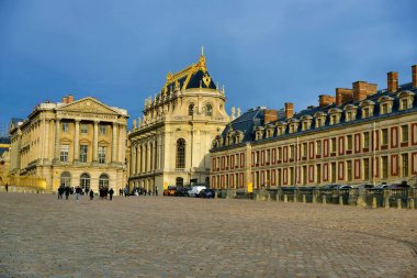 View on famous palace Versailles during cloudy weather near Paris, France