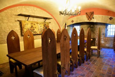 Interior of on the Chateau de la Mothe-Chandeniers castle in the commune of Les Trois-Moutiers at Vienne department of France