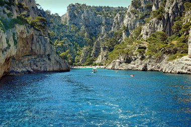 Calanques De Pin Koyu, Cassis balıkçı köyü yakınlarındaki Calanques Ulusal Parkı, Provence, Güney Fransa, Avrupa