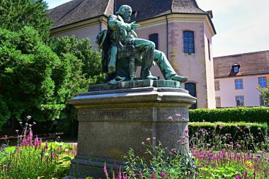 Colmar, Fransa - 23 Haziran 2023: Fransa 'nın Colmar kentindeki Gustave-Adolphe Hirn anıtı
