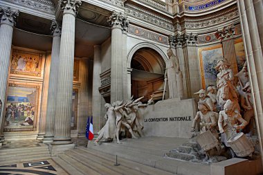 Paris, Fransa - 21 Haziran 2023: Paris 'teki Latin Mahallesi' ndeki Pantheon Binası