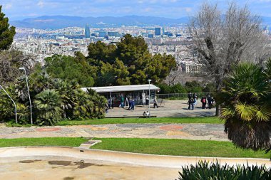 Barselona, İspanya - 02 Mart 2024: Montjuic Park manzarası