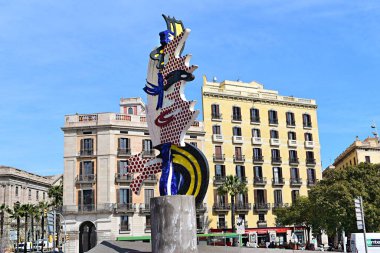 Barselona, İspanya - 02 Mart 2024: Barselona veya Barselona başkanının heykel yüzü