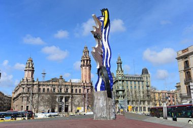 Barselona, İspanya - 02 Mart 2024: Barselona veya Barselona başkanının heykel yüzü