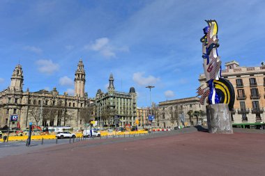 Barselona, İspanya - 02 Mart 2024: Barselona veya Barselona başkanının heykel yüzü