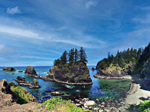 stock image View of coastline with offshore sea stacks, Gold Beac