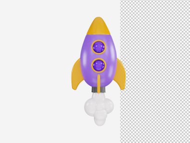 uçan uzay roket simgesi 3d vektör çizimi