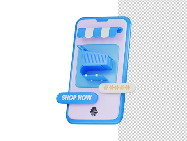 Online Shopping Concept Smartphone Digitale Marketing Zakelijke Promotie Icoon Render — Stockvector