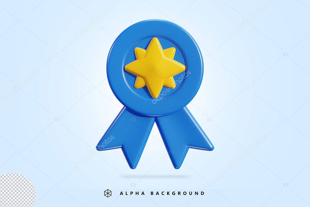 Winner medal with star award icon 3d rendering vector illustration