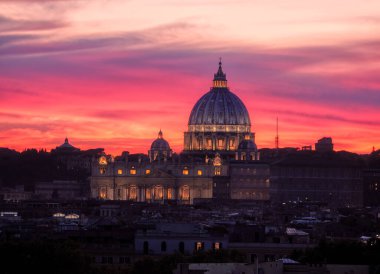 Gün batımında Vatikan 'ın manzarası, Roma, İtalya